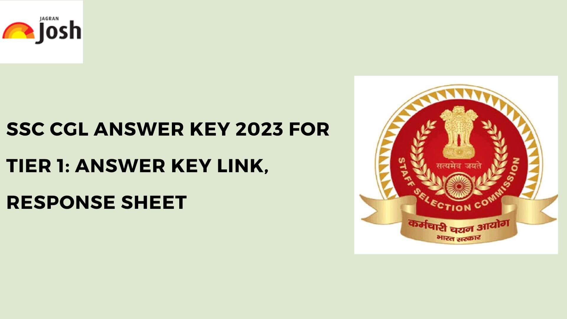 SSC CGL Answer Key 2023 Out Download CGL Tier 1 Answer Key Link